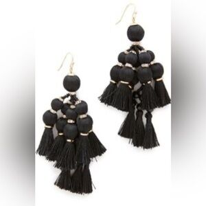 Kate Spade Pretty Poms Small Tassel Earrings in Black